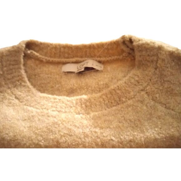 Loft Womens Size LP (12-14) Oatmeal Beige Roll Neck Crew  Oversized Sweater - Picture 3 of 9